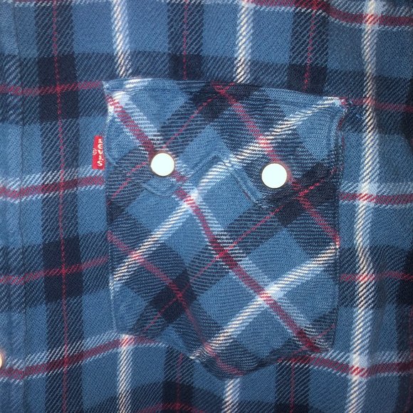 Vintage Levi's San Francisco Pearl Snap Western Flannel Button Up Shirt M - Picture 2 of 11
